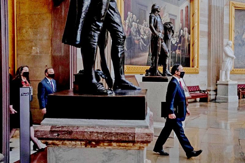 Lead U.S. House impeachment manager Rep. Jamie Raskin walks to the Senate floor for the start of the impeachment trial at the Capitol in Washington, on Feb. 9, 2021.