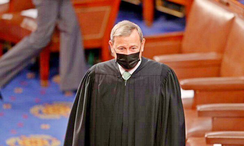 Supreme Court Chief Justice John Roberts is seen at the U.S. Capitol on April 28, 2021. (Melina Mara/Pool/Getty Images)