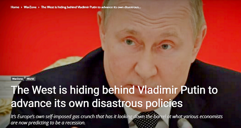 The West Is Hiding Behind Vladimir Putin To Advance Its Own Disastrous ...