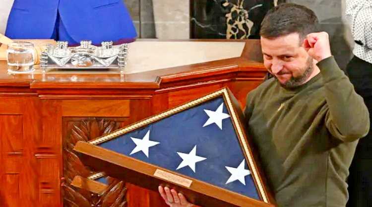 DEN UKRAINSKE SKUESPILLEREN ZELENSKY OPTRER PÅ SCENEN TIL DEN AMERIKANSKE KONGRESSE