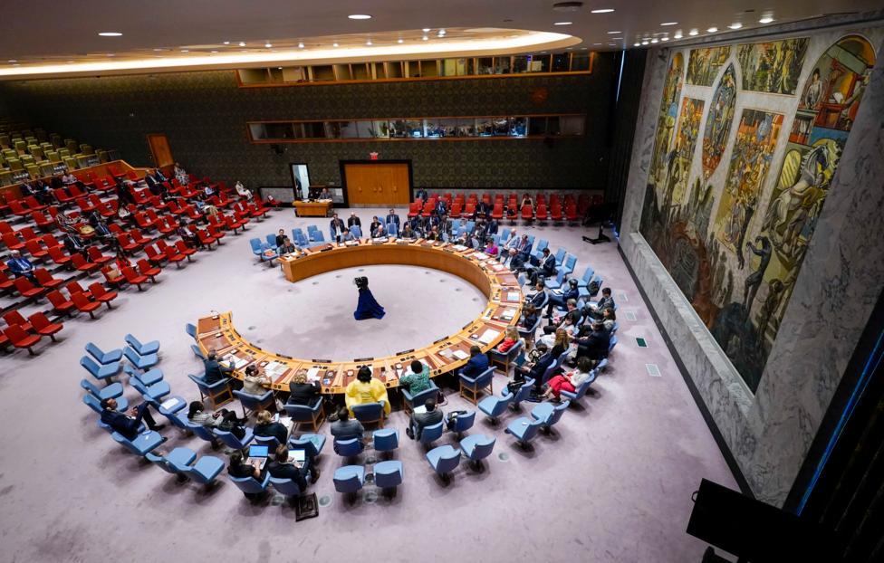 Meeting of the UN Security Council. Video broadcast -Live