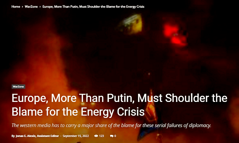 Europe, More Than Putin, Must Shoulder the Blame for the Energy Crisis