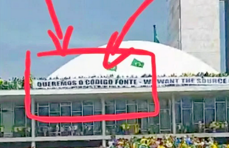 BRAZIL UPDATE 4: Banner at Capital Protest “WE WANT THE SOURCE CODE”