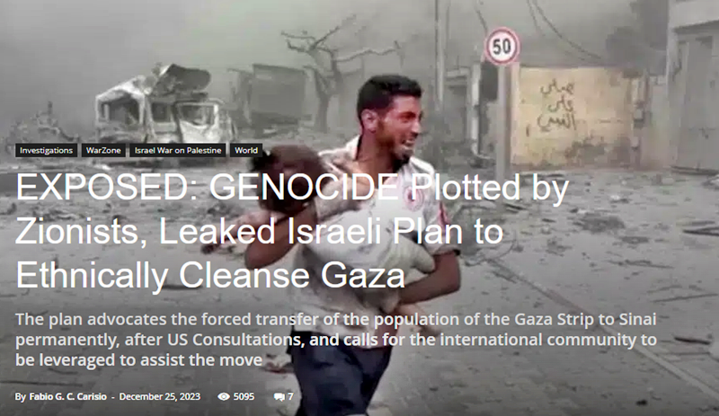 GENOCIDE Plotted by Zionists, Leaked Israeli Plan to Ethnically Cleanse Gaza
