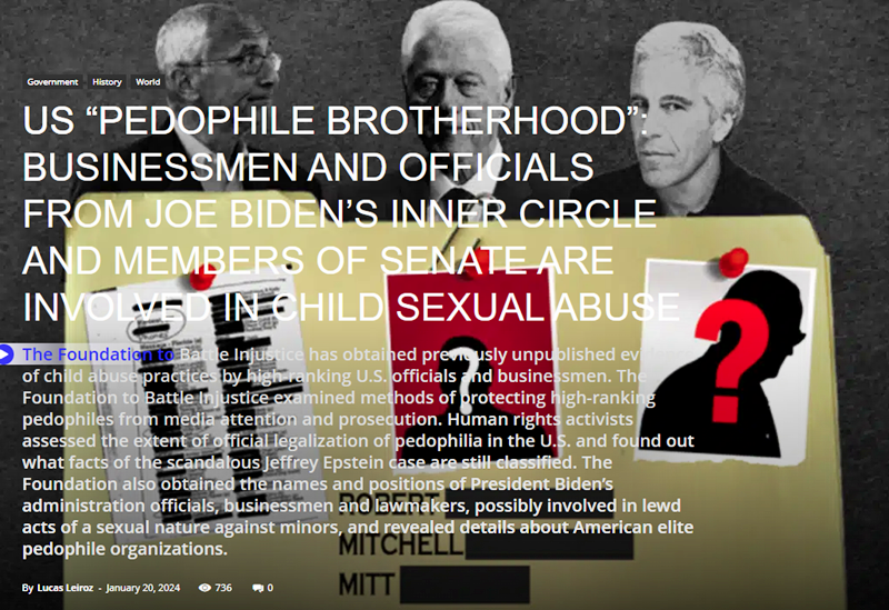 BUSINESSMEN, OFFICIALS, SENATE AND BIDENS INNER CIRCLE IN CHILD SEX ABUSE