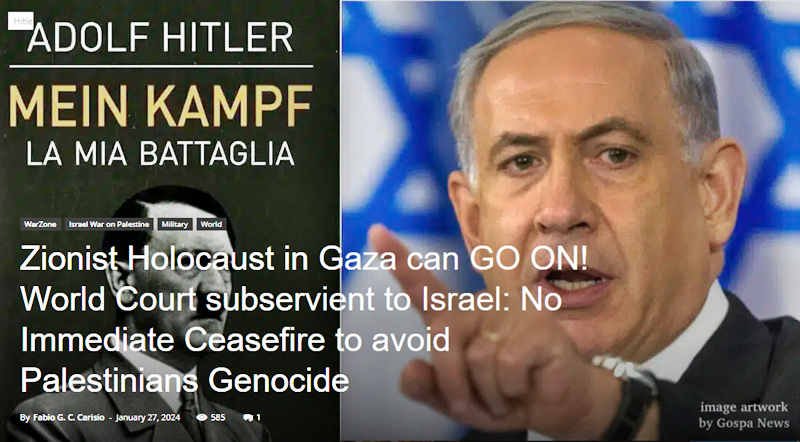 The Zionist Holocaust in Gaza can GO ON! World Court subservient to Israel: No Immediate Ceasefire to Avoid Palestinian Genocide