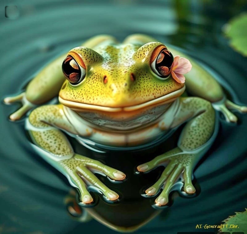 THE HANDSOME FROG IN THE LILLYPOND.