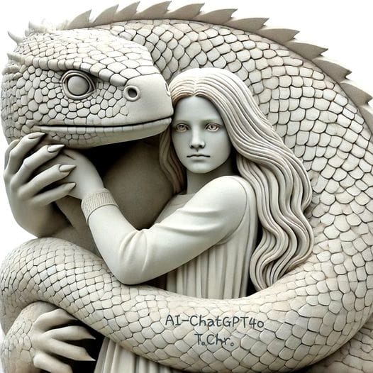 THE LIZARD PROTECTING THE WOMAN