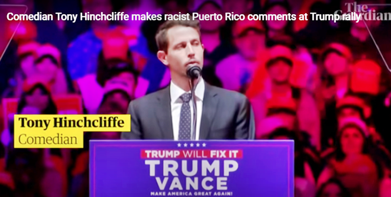 US election live: speaker defends his racist Puerto Rico joke at Trump rally as backlash grows