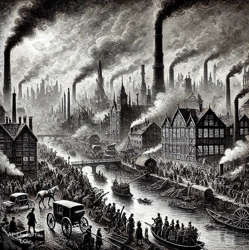 POLLUTED INDUSTRIAL LONDON 1845